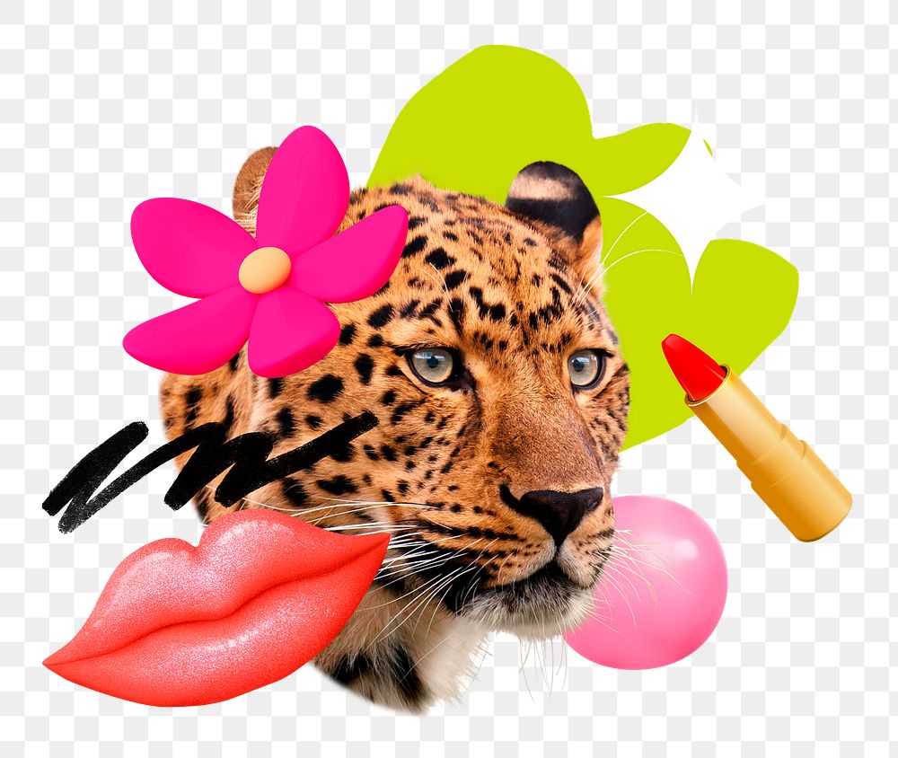 Fierce makeup png sticker, colorful remix, transparent background 