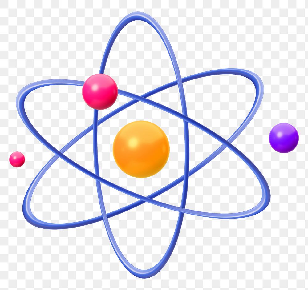 Atomic science png sticker, colorful remix, transparent background 