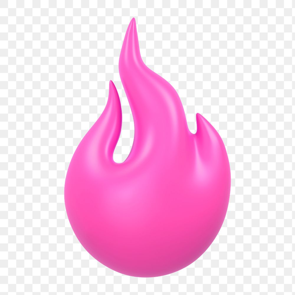 PNG flame icon, 3d elements, transparent background