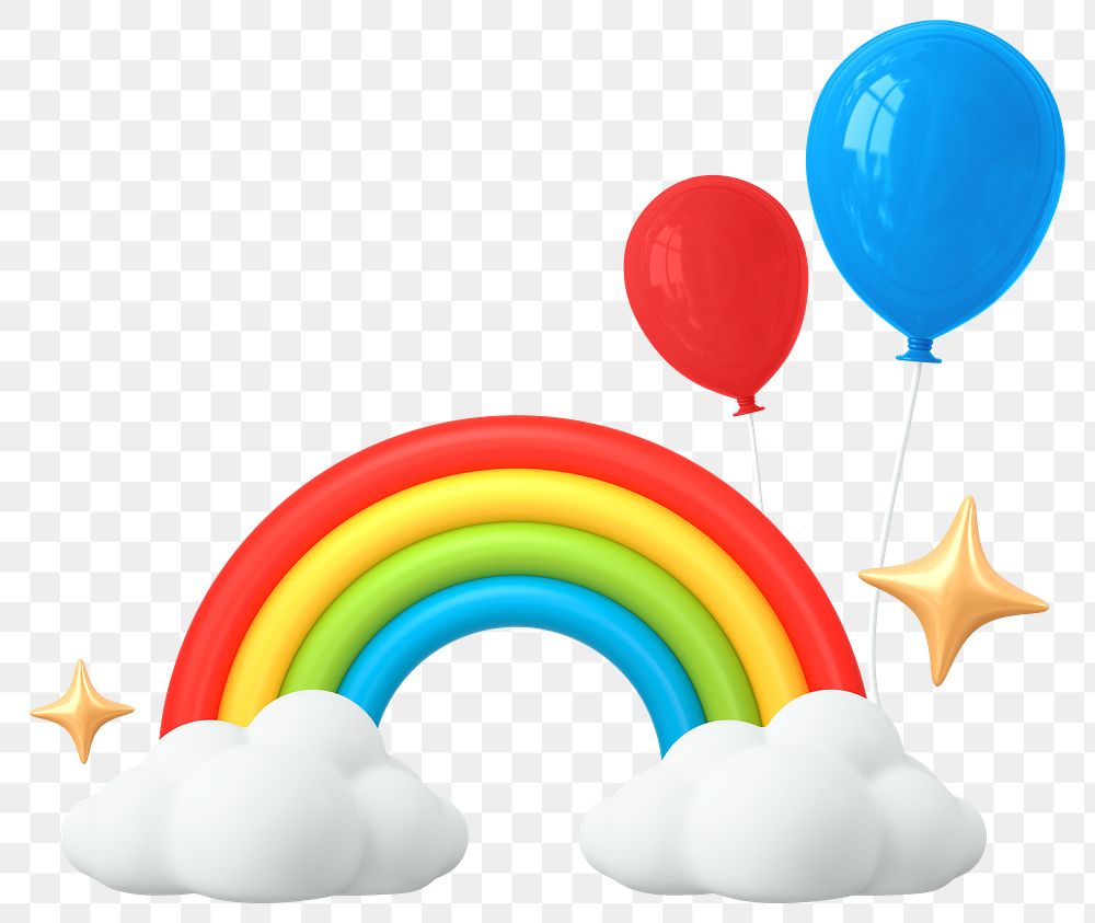 Rainbow party png sticker, colorful remix, transparent background 