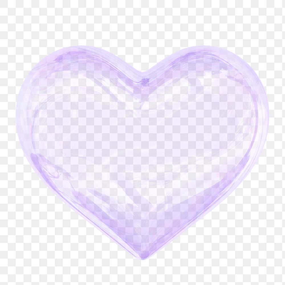 PNG purple heart, 3d elements, transparent background