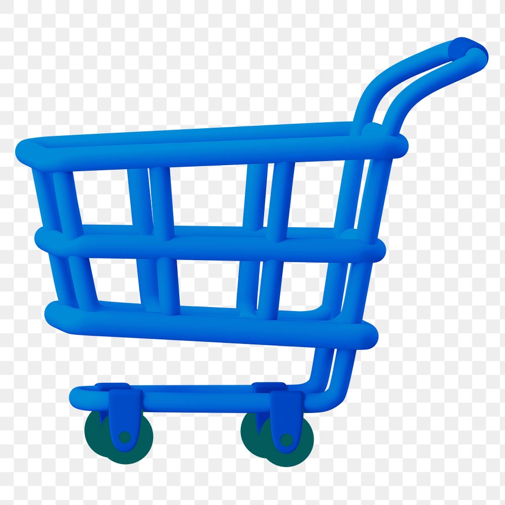 Shopping cart png 3D sticker, transparent background