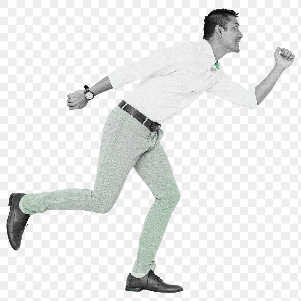 Businessman running png sticker, transparent background
