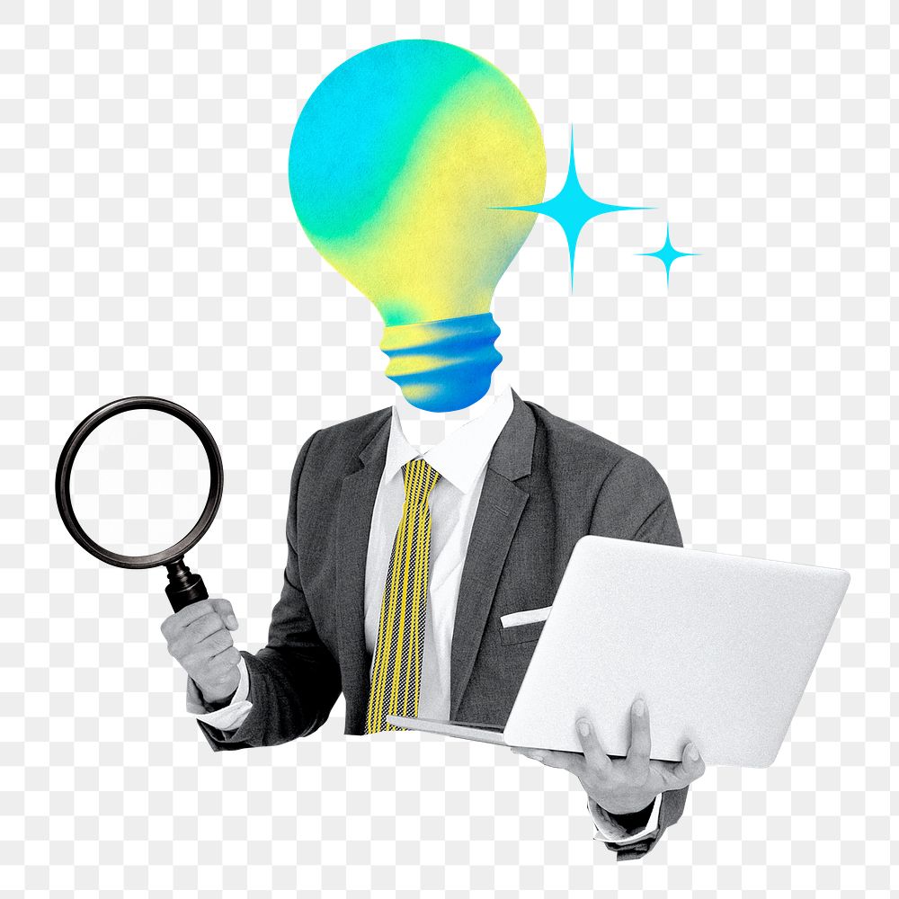 Research business ideas png sticker remix, transparent background 