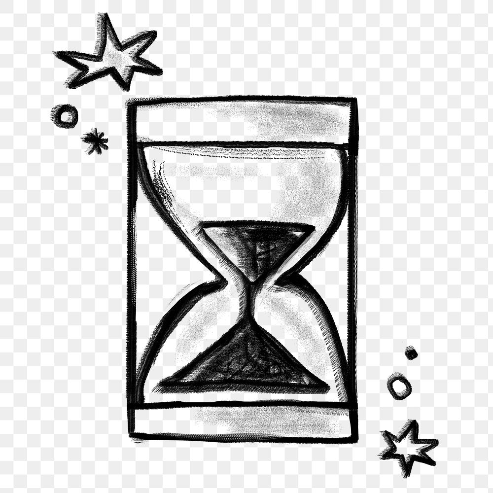 Sparkling hourglass png doodle sticker, transparent background