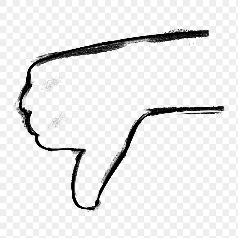 Thumbs down png, disagreeing gesture doodle, transparent background