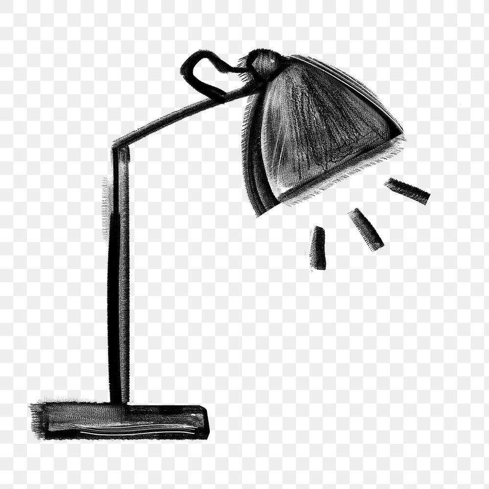 Desk lamp png sticker, furniture doodle, transparent background