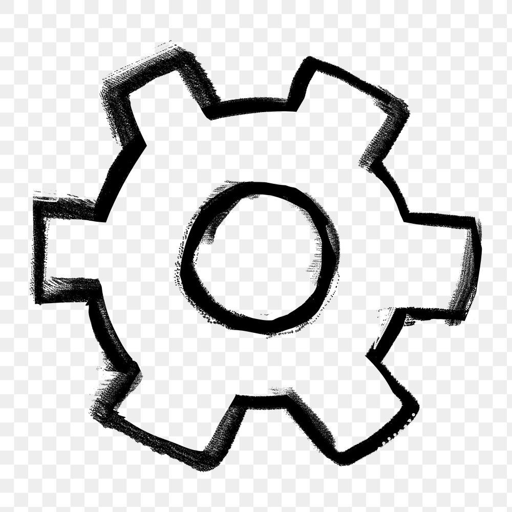 Cogwheel png sticker, gear business doodle, transparent background