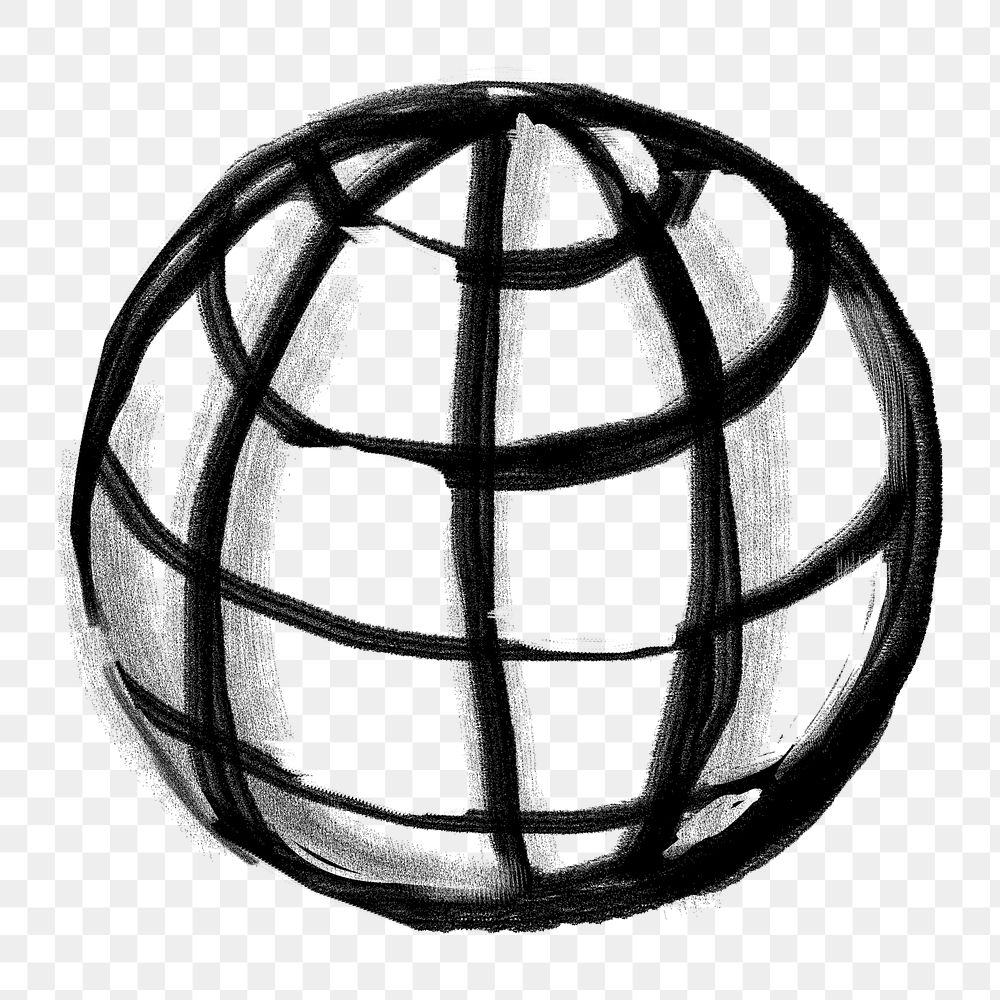 Grid globe png sticker, global communication doodle, transparent background