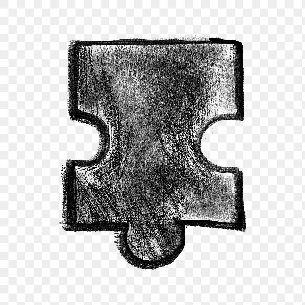 Puzzle piece png sticker, chalk texture doodle, transparent background