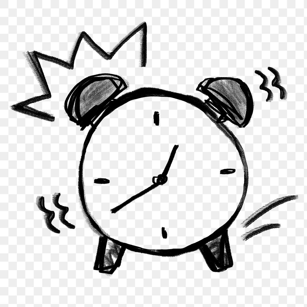 Ringing alarm clock png doodle sticker, transparent background