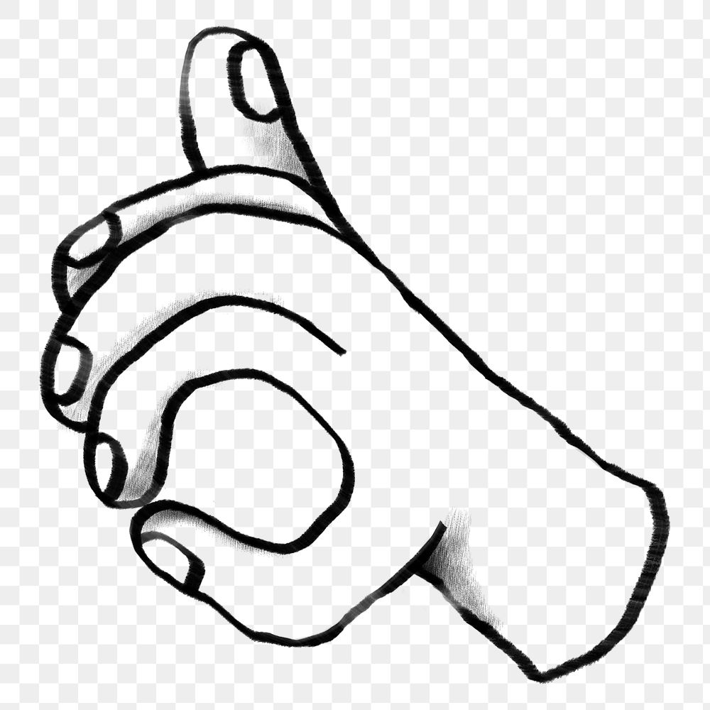 Okay hand png, sign language doodle, transparent background