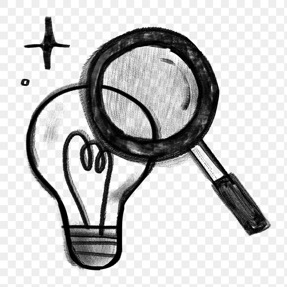 Magnifying glass bulb png sticker, transparent background