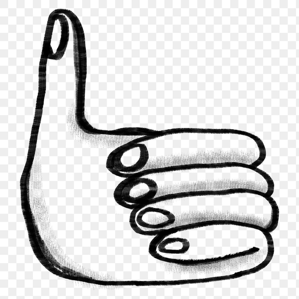 Thumbs up png, good job gesture doodle, transparent background