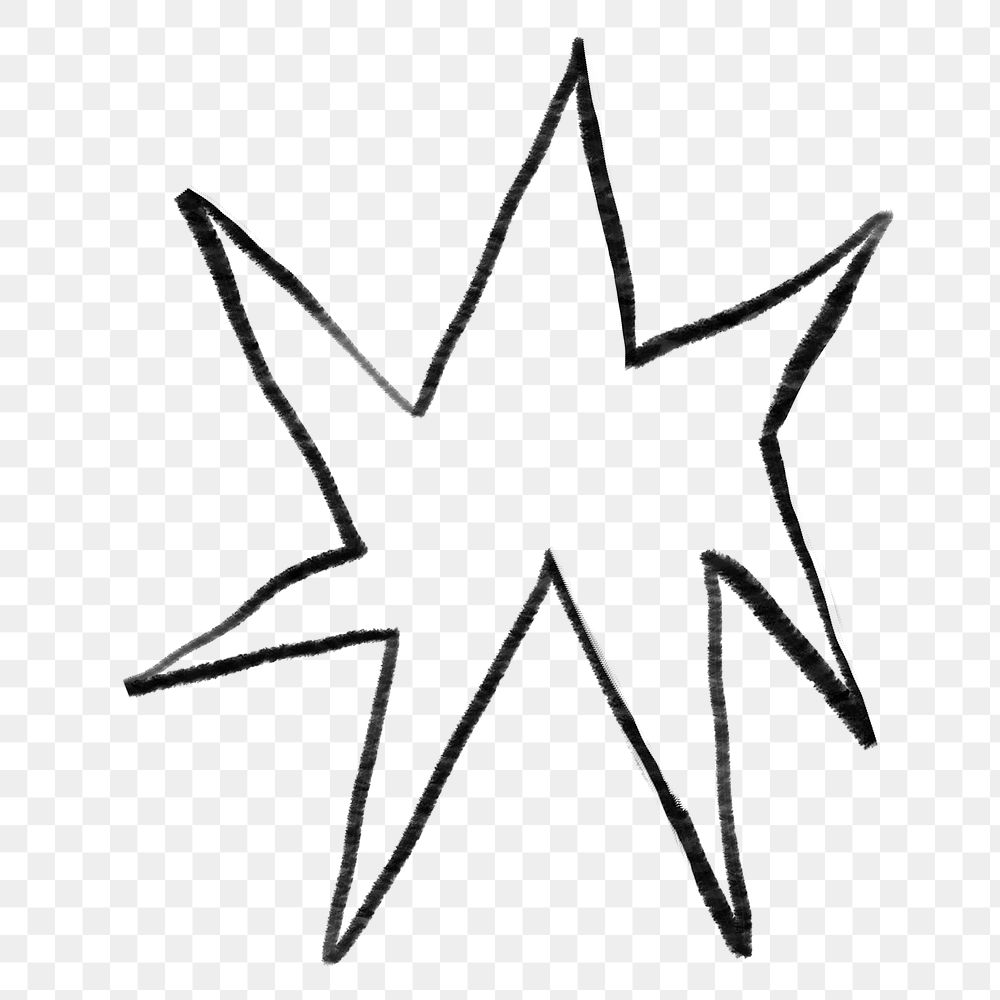 Starburst exploding shape png sticker, cute doodle, transparent background
