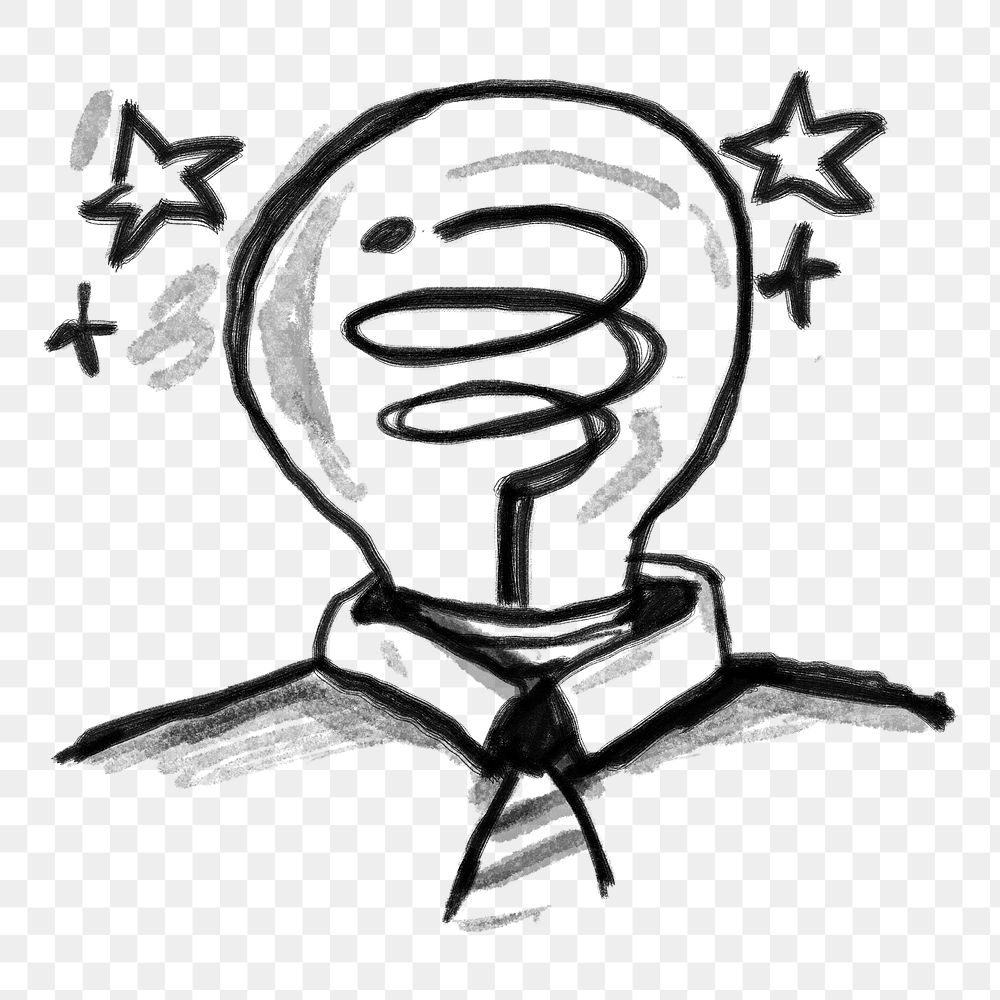 Bulb head businessman png, character doodle, transparent background