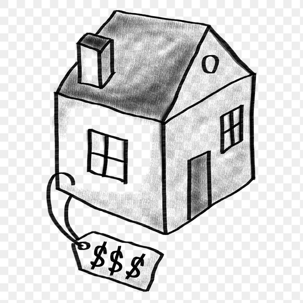 Price tag png house, property doodle, transparent background