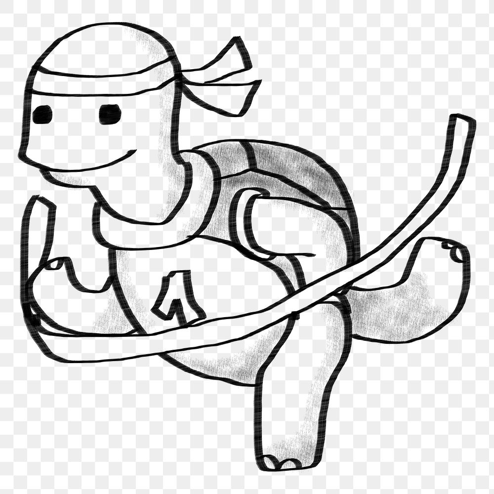 Turtle reaching goal png sticker, cute doodle, transparent background