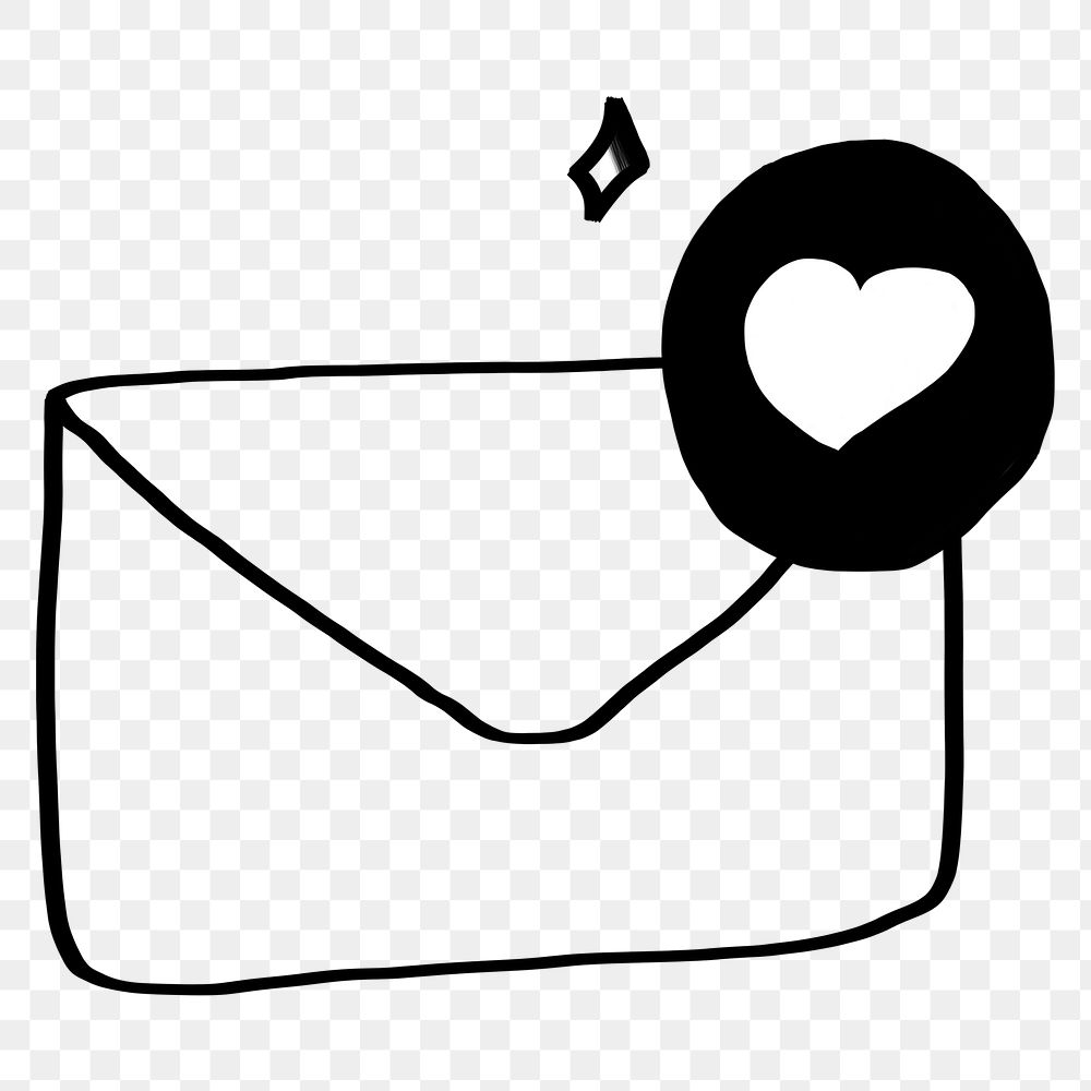 Heart envelope doodle png sticker, online dating, transparent background
