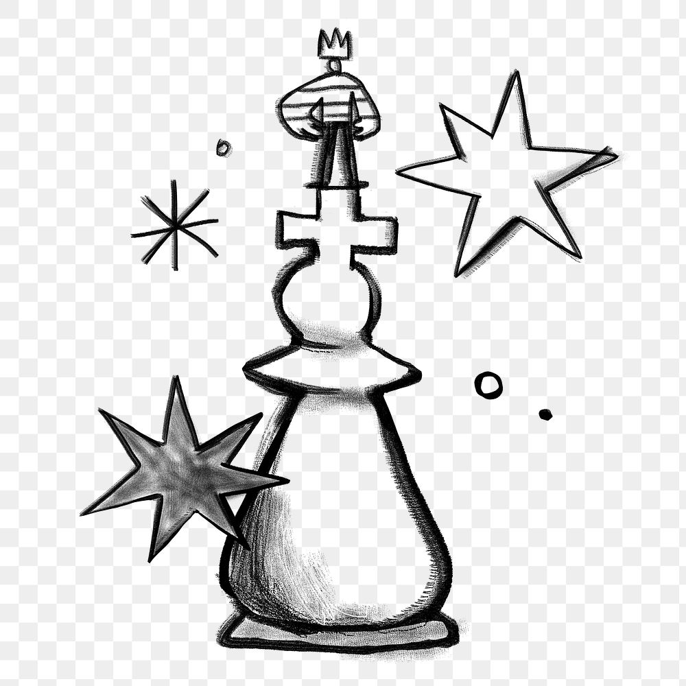 Man standing png chess piece, strategy doodle, transparent background