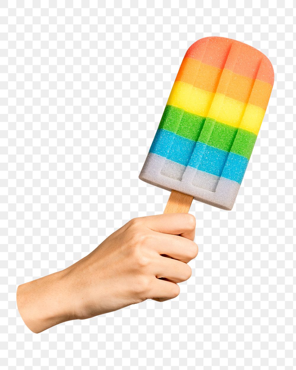 Rainbow popsicle png sticker, transparent background