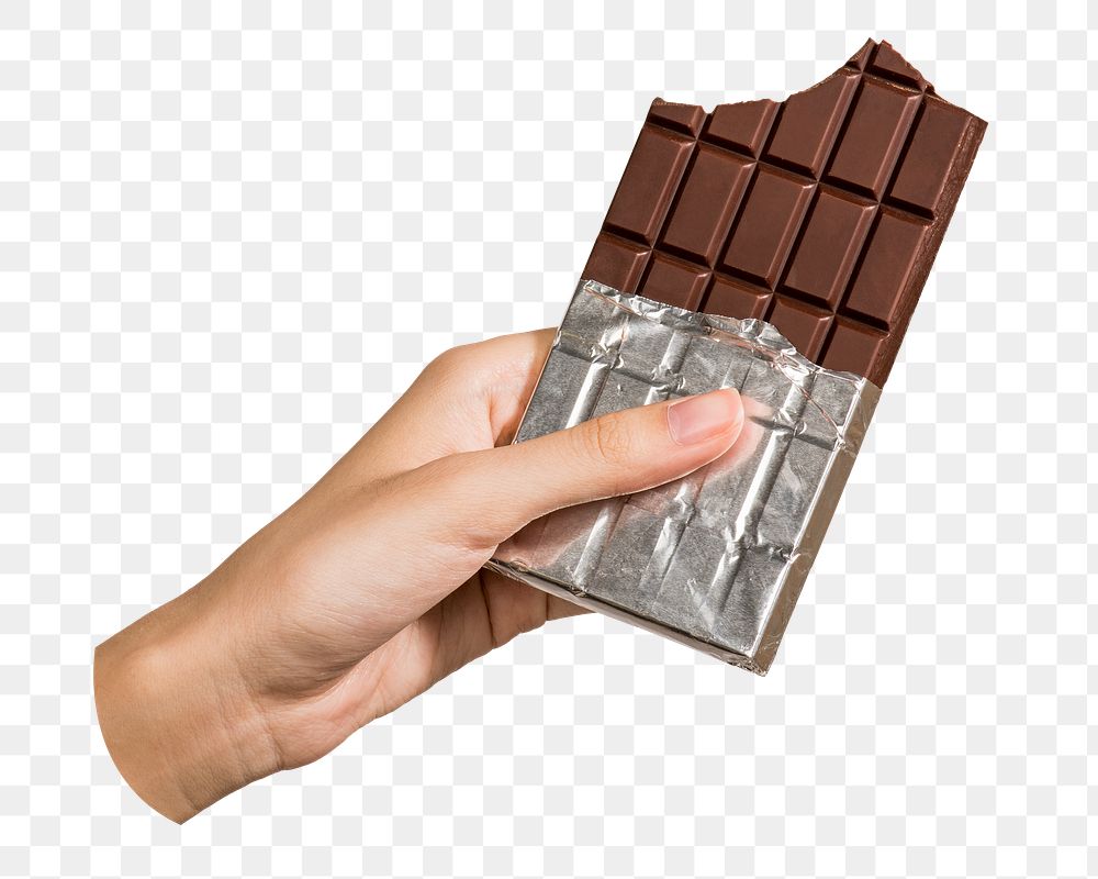 Png bitten chocolate bar sticker, transparent background