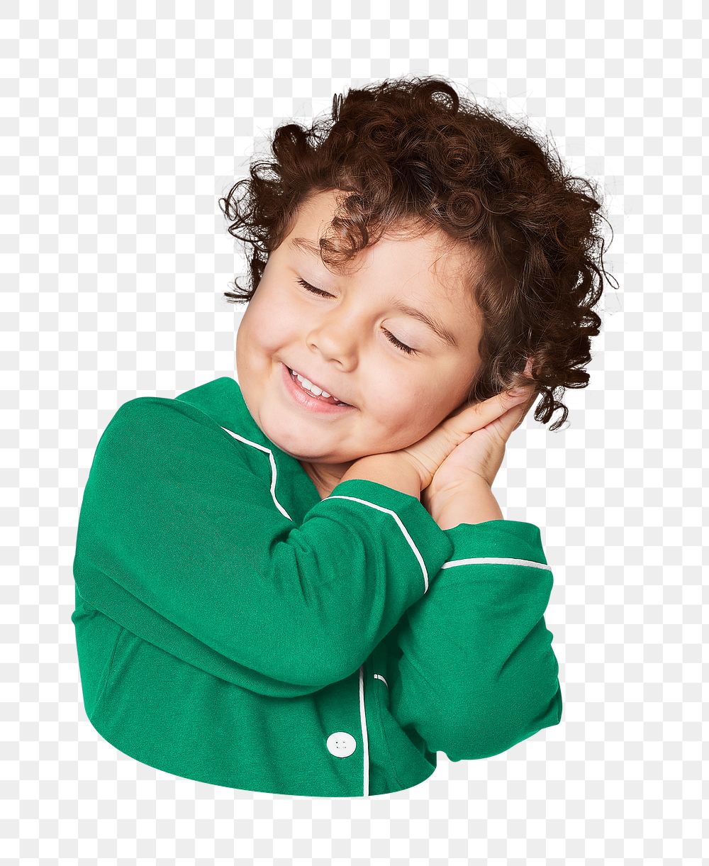 Little girl png sticker, wearing sleepwear, transparent background