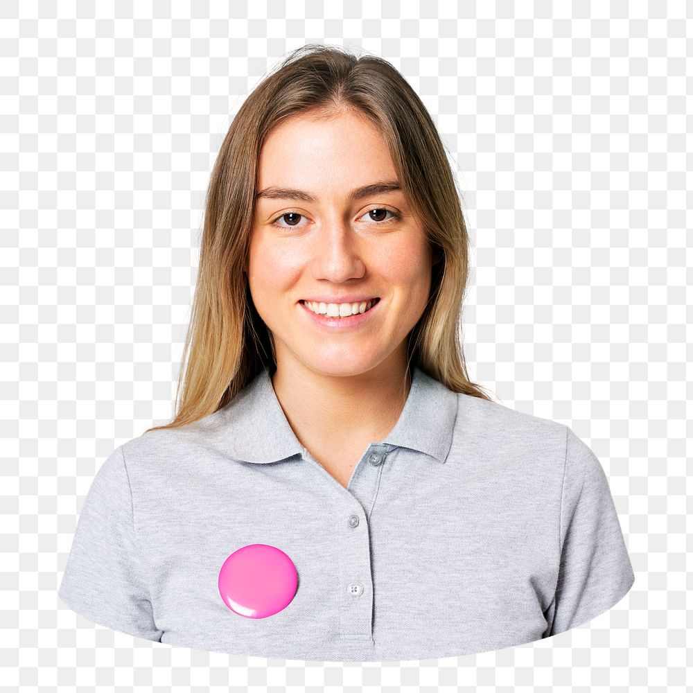 Png smiling female employee sticker, transparent background