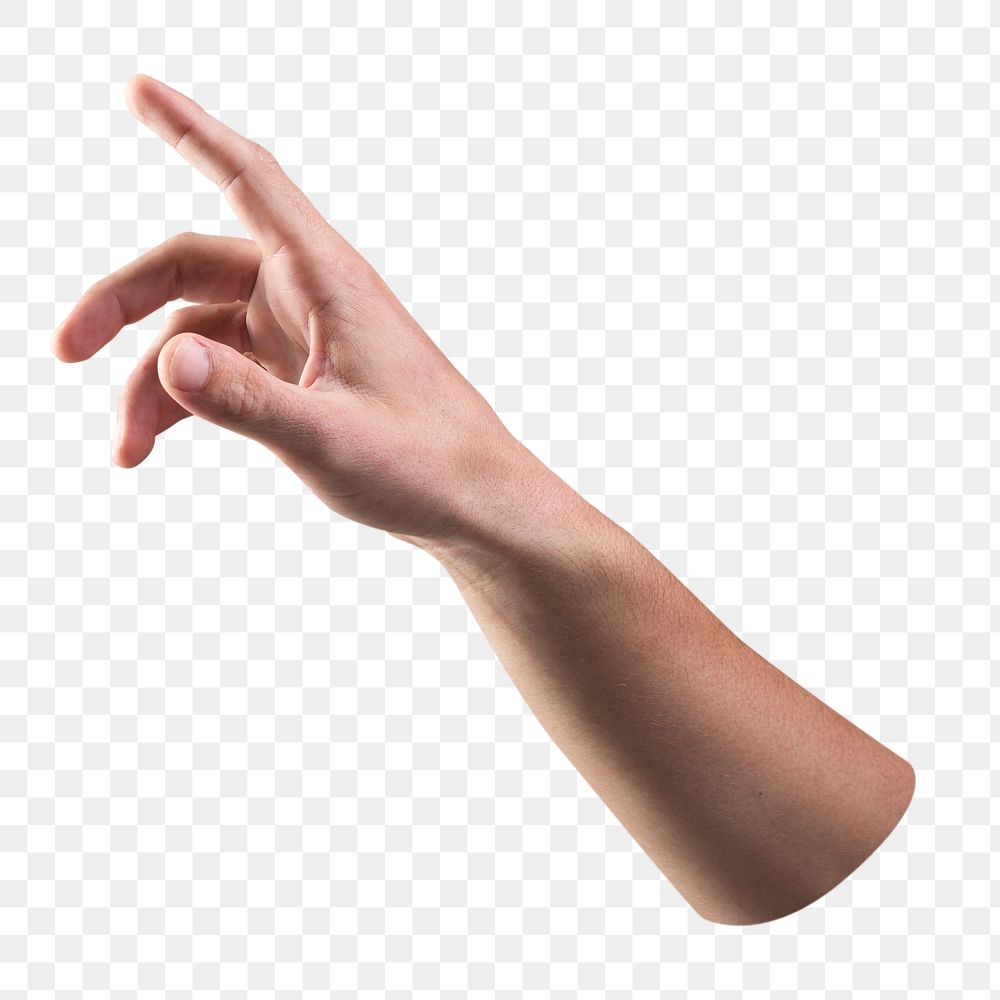 Finger pointing png sticker, transparent background