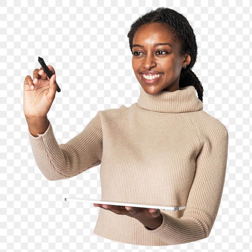 African businesswoman png sticker, transparent background
