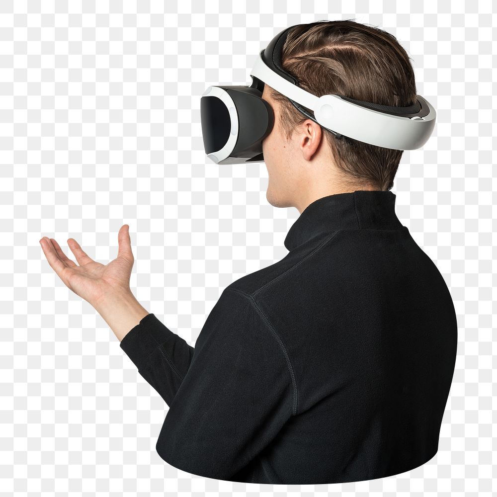 Png man with VR headset sticker, transparent background