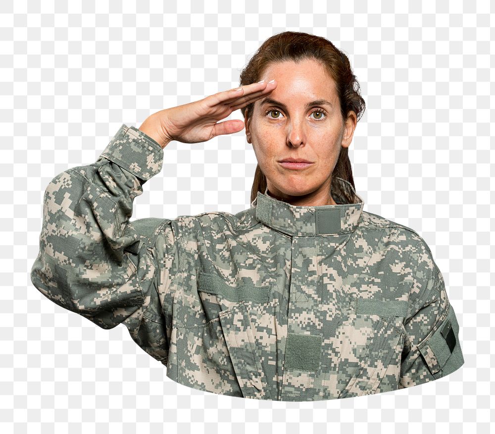 Female soldier png sticker, transparent background