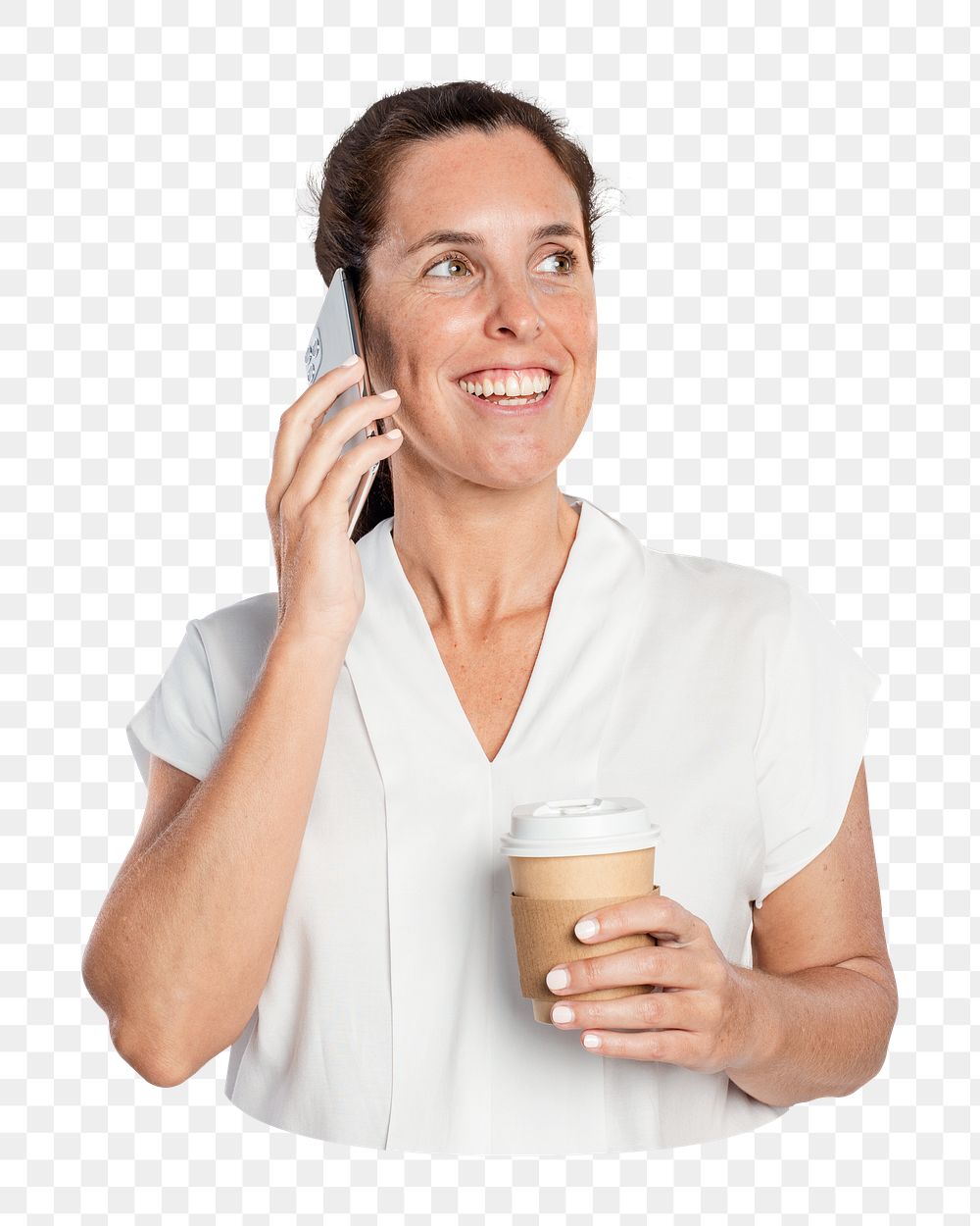 Png woman talking on phone sticker, transparent background