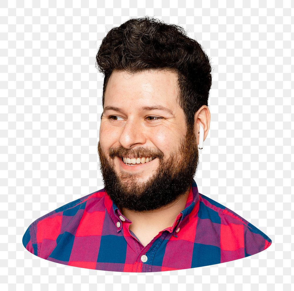 Smiling man png sticker, transparent background