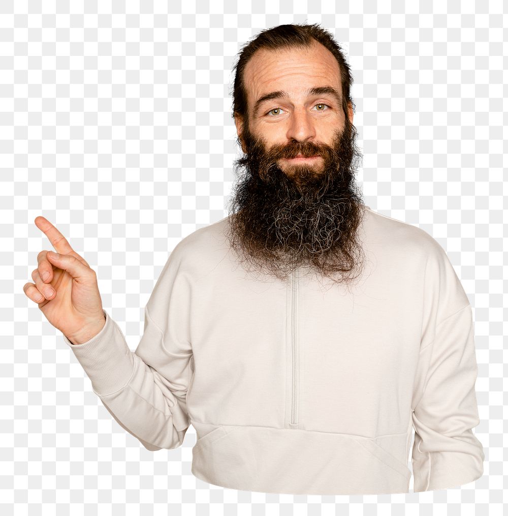 Png healthy bearded man sticker, transparent background