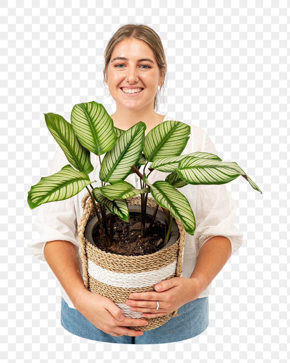 Plant lady png sticker, transparent background