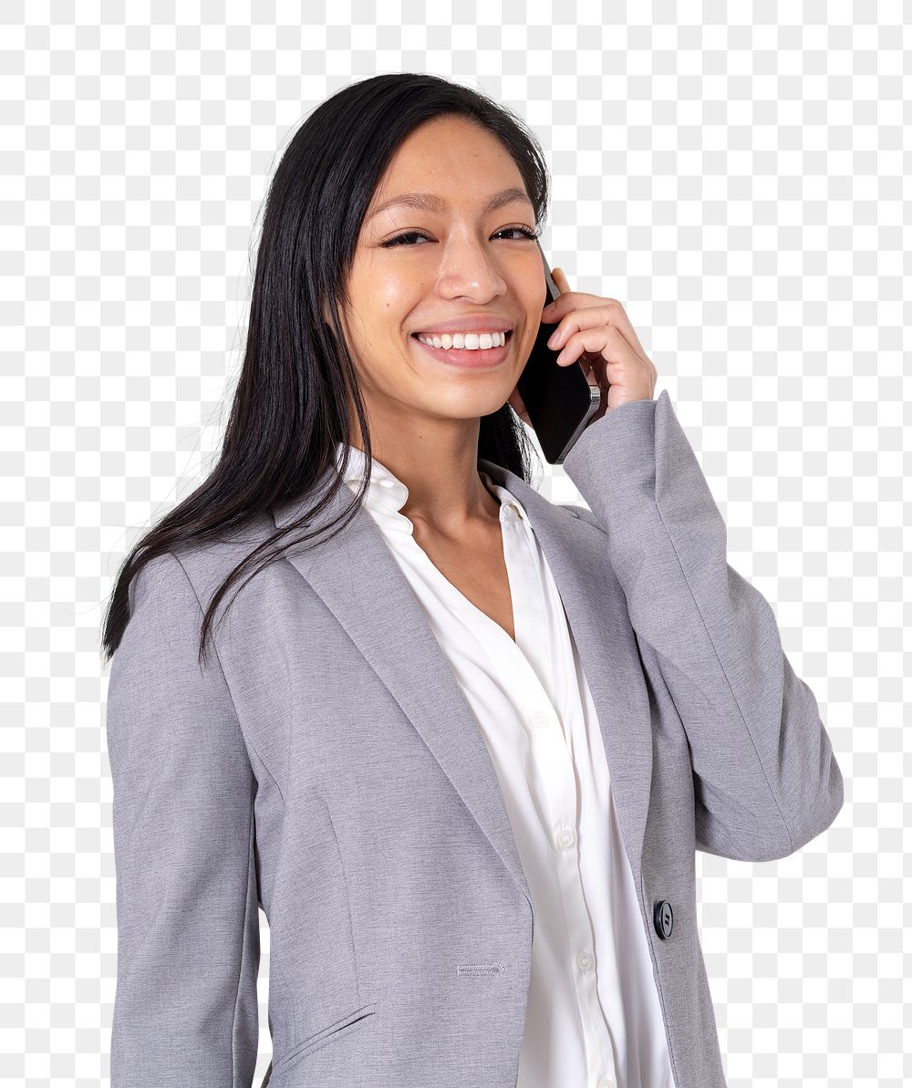 Png Businesswoman talking mockup on the phone