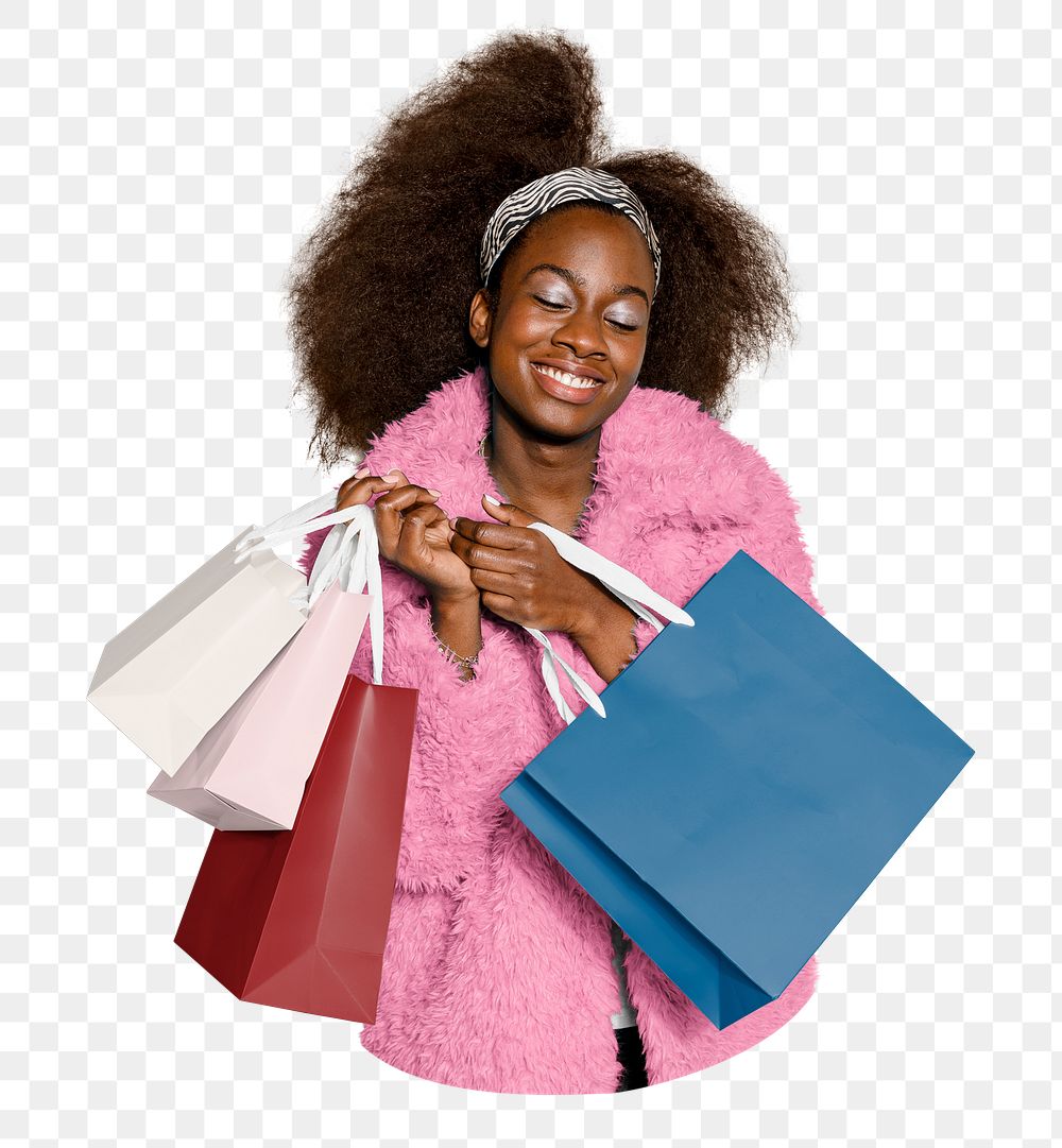 Png shopping lover sticker, transparent background