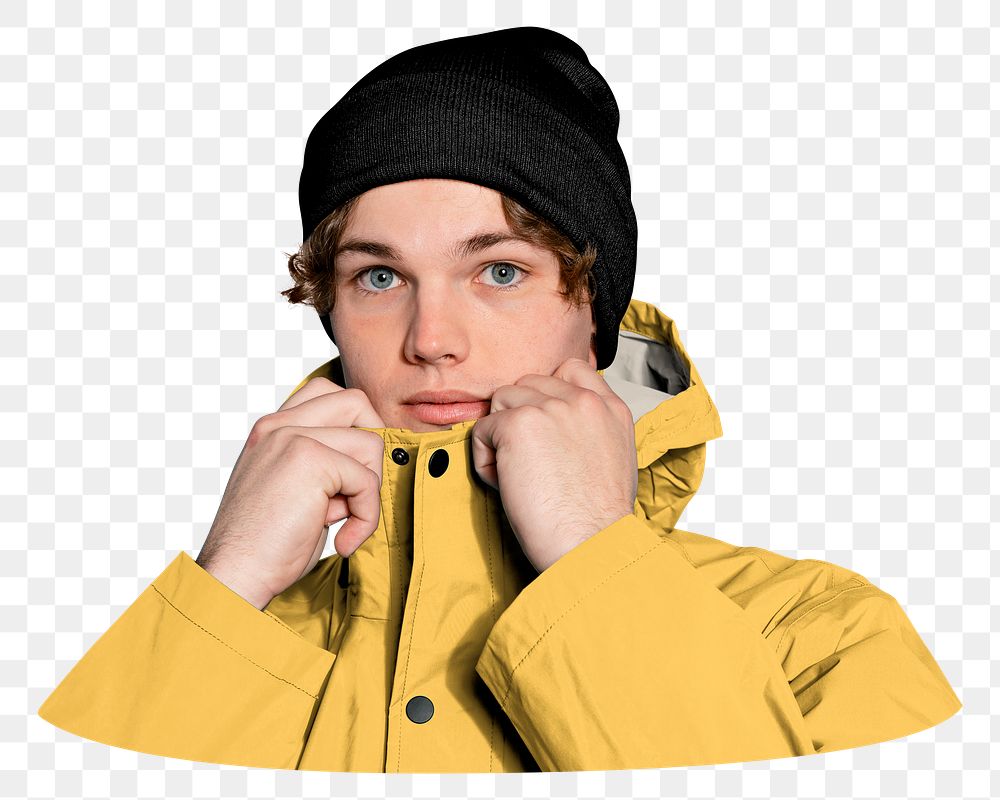Man png in winter clothes sticker, transparent background