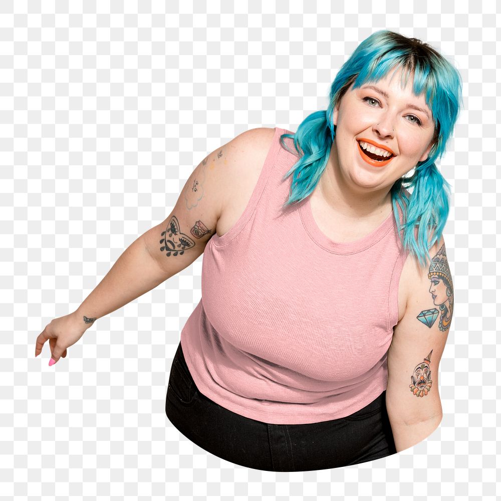 Body positivity png sticker, woman with curves, transparent background