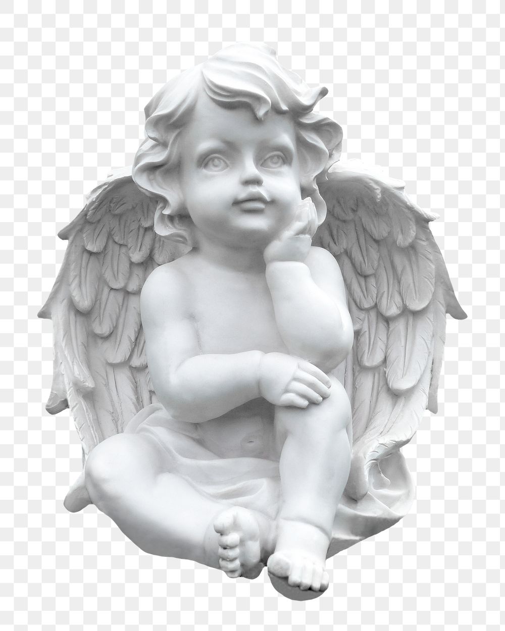 Baby angel statue png sticker, transparent background