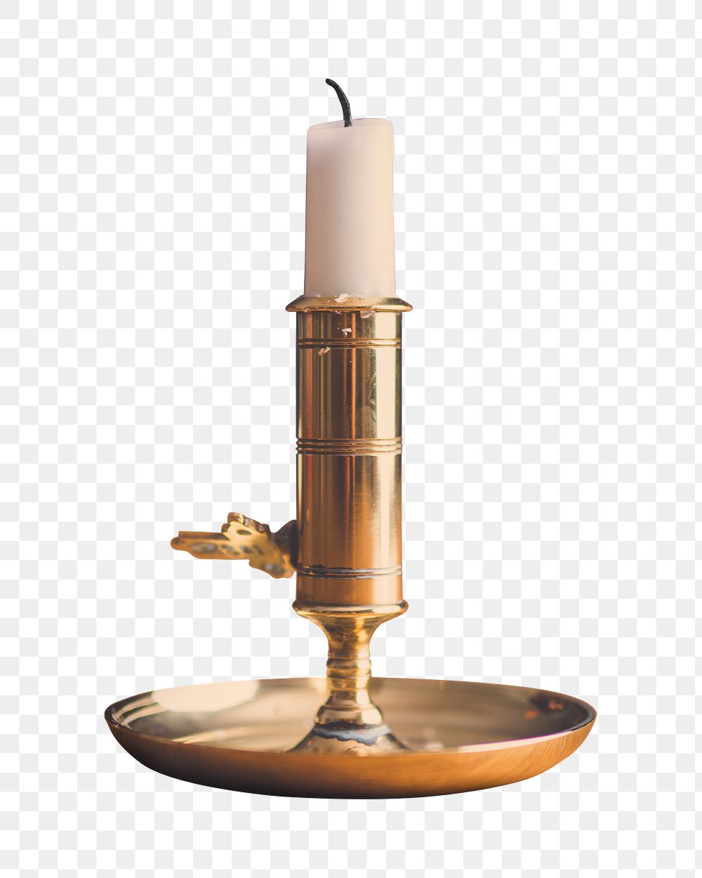 Gold candle holder png sticker, transparent background