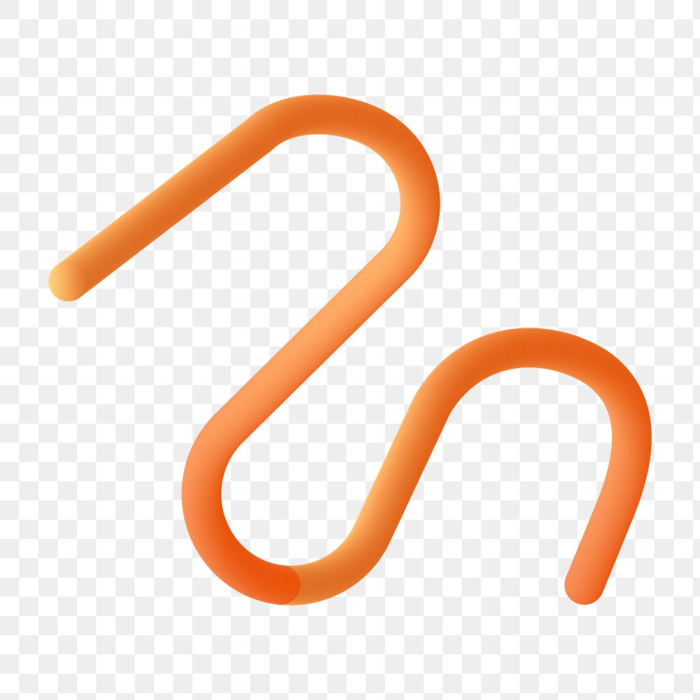 PNG 3D gradient orange squiggle shape sticker, transparent background