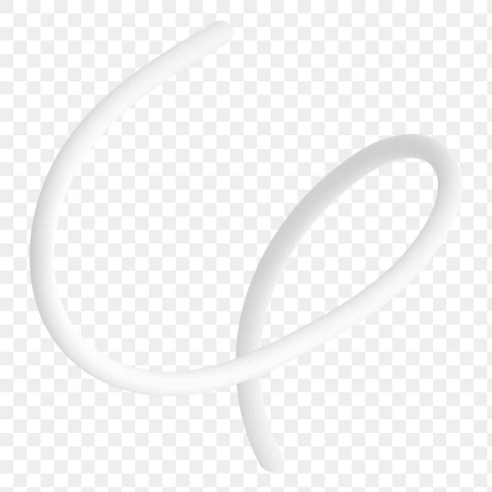 White squiggle png 3D shape sticker, transparent background