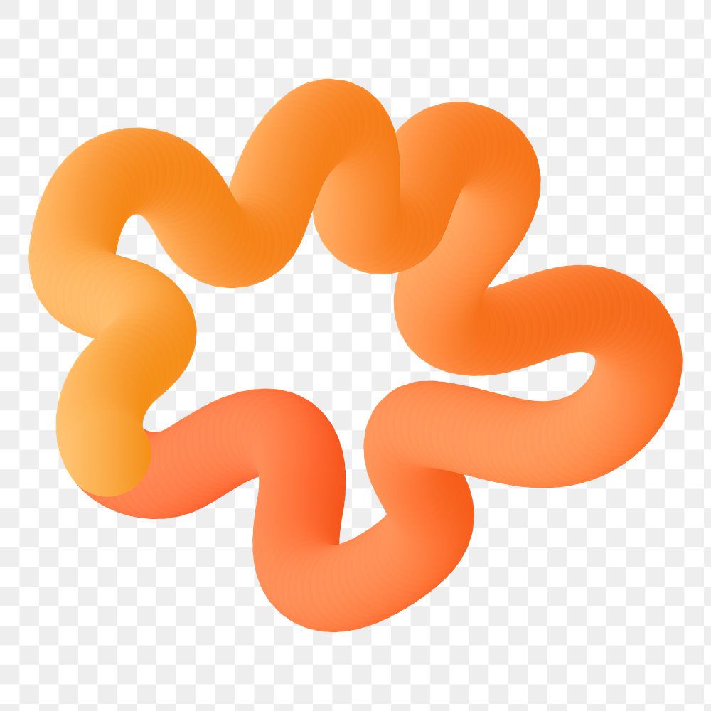 3D shape png abstract orange sticker, transparent background