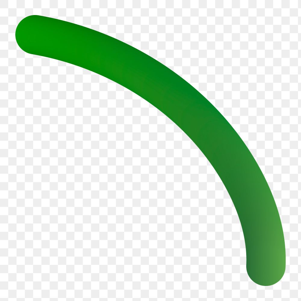 Green curve png 3D shape sticker, transparent background