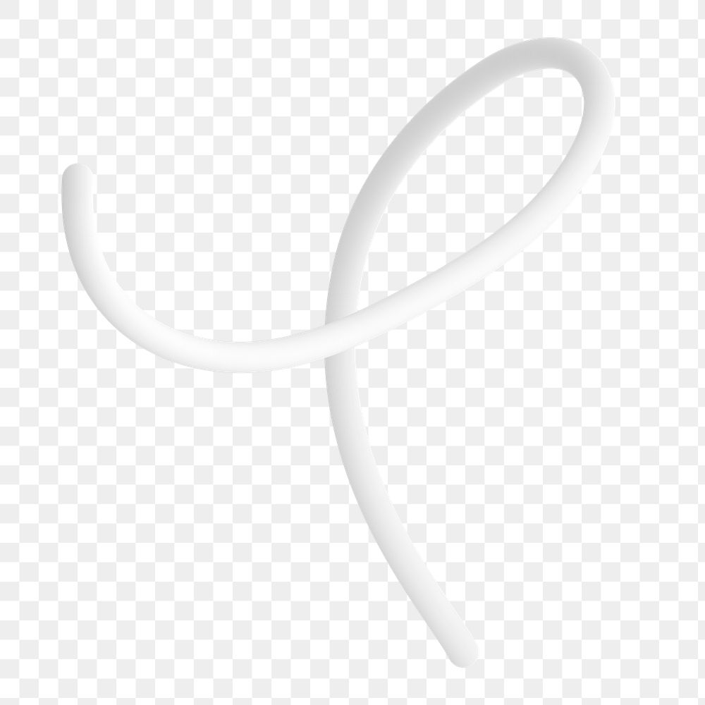 3D white squiggle png shape sticker, transparent background