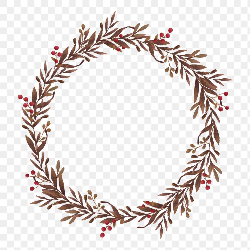 Christmas wreath frame png sticker, transparent background