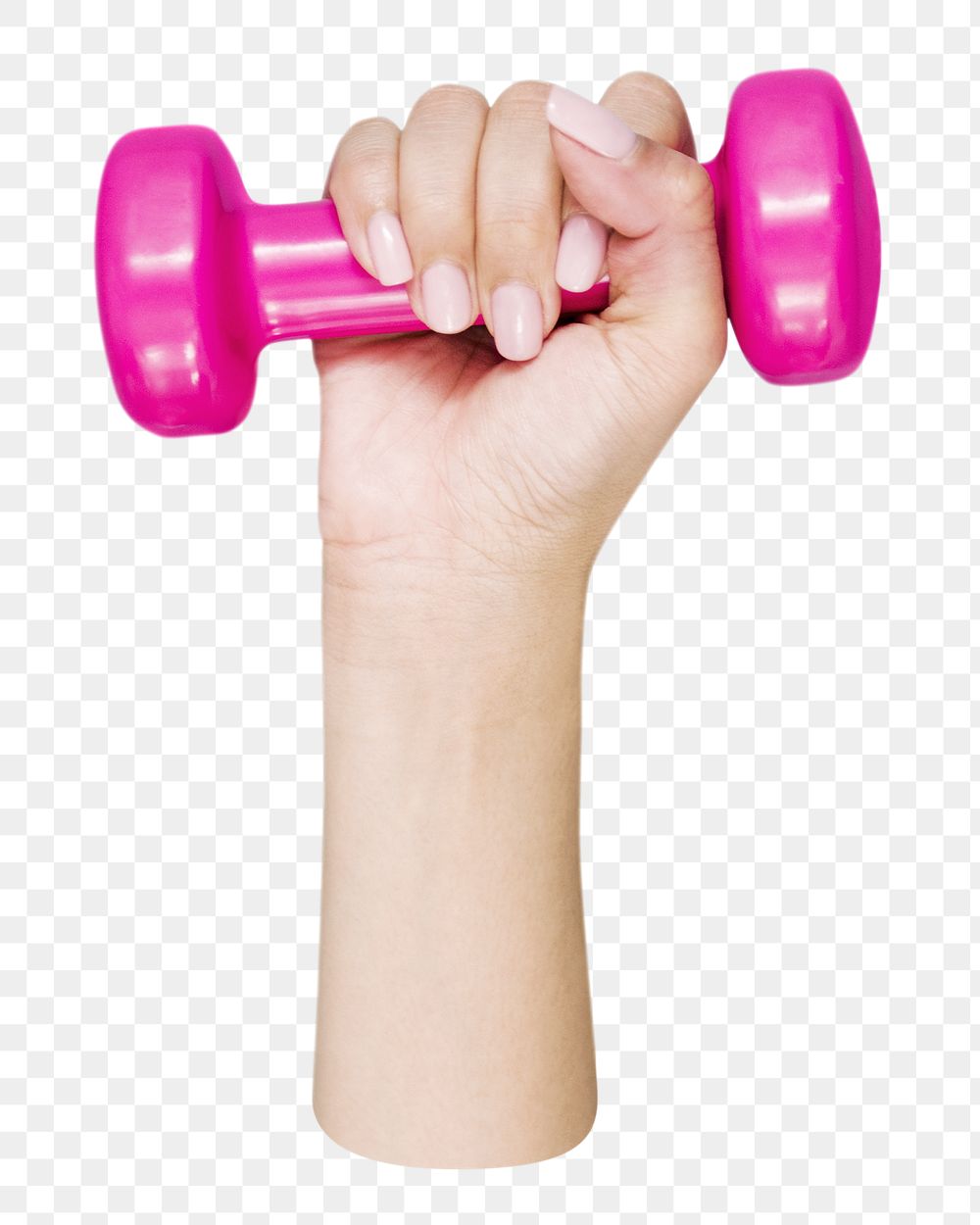 Png hand holding dumbbell sticker, transparent background