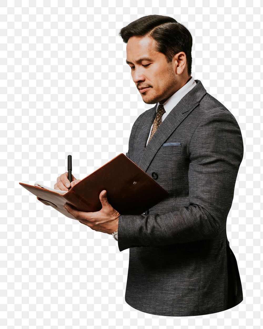 Businessman signing document png sticker, transparent background